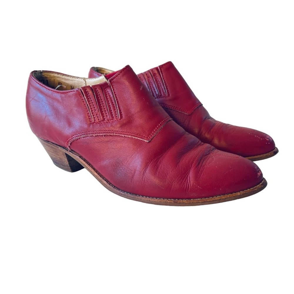Rare Dingo Vintage 1970s Red Heeled Cowboy Booties Women's 8 Coastal Cow…